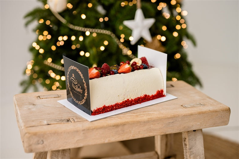 Buche witte chocolademousse met framboos